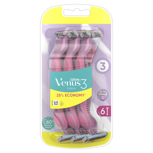 Gillette Venus 3 Colors Disposable razors, number of pieces in the package: 6
