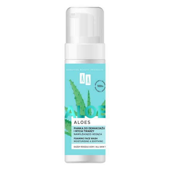 AA Aloes 100% aloe vera extract pianka do demakijażu i mycia twarzy nawilżająco - kojąca 150 ml