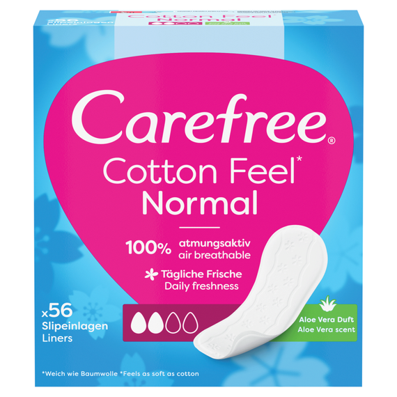 Carefree Cotton Feel Normal Slipeinlagen mit Aloe-Duft, 56 Stück