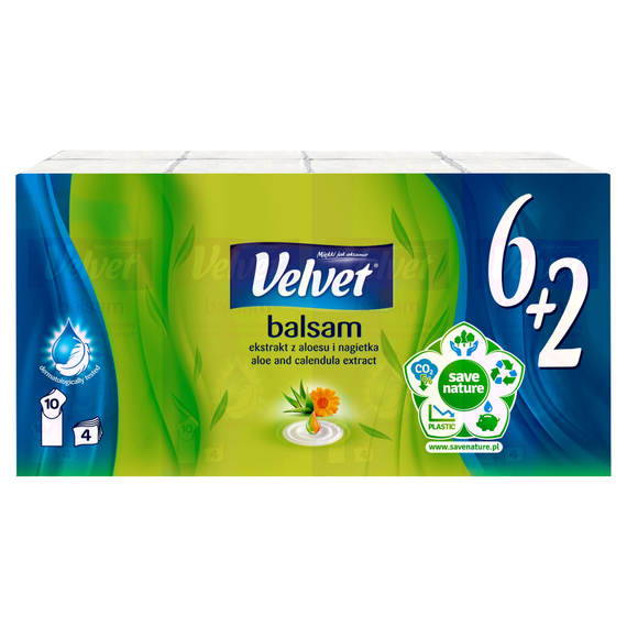 Velvet Balsam Hygienetücher mit Aloe- und Ringelblumenextrakt 8 x 10 Stück