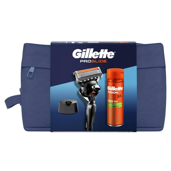 Gillette Reiseset: Proglide Rasierer + Fusion Rasiergel 200 ml + Rasierständer