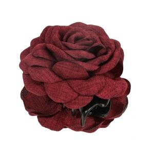 ECARLA Stoff Blume Haarschnalle Maroon