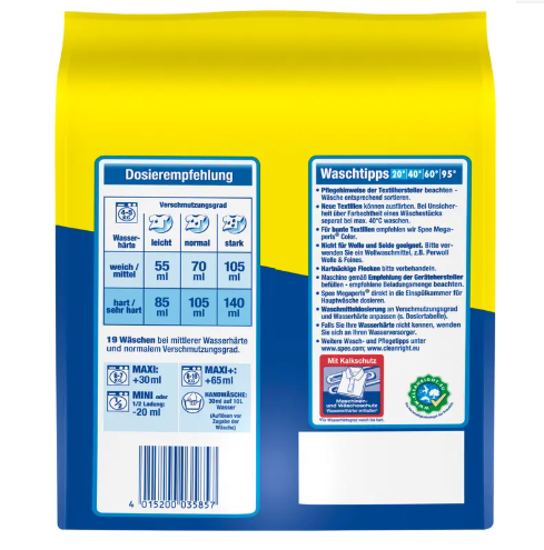 SPEE MEGAPERLS 4in1 proszek do prania białego 19 prań 1,14kg z NIEMIEC