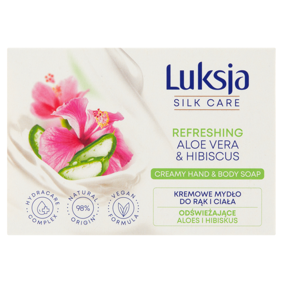 Luksja Silk Care Cremige Seife für Hände und Körper, erfrischende Aloe und Hibiskus 100 g