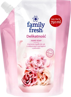 Family Fresh Delikatność kremowe mydło do rąk z odżywczym wyciągiem z jedwabiu 750m