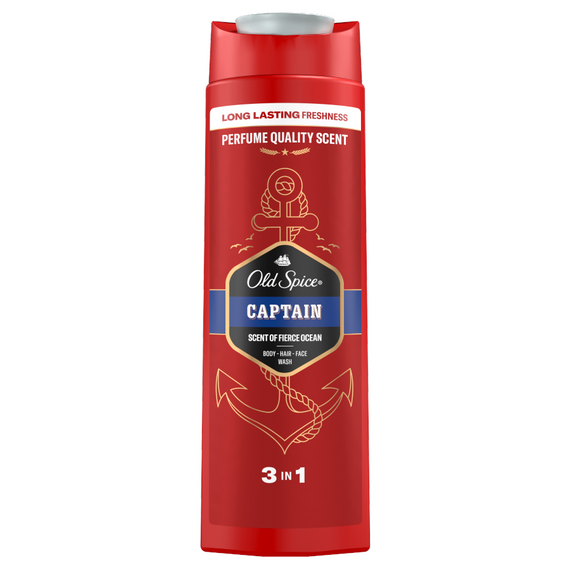 Old Spice Captain Men's Shower Gel and Shampoo 400ml Long-lasting freshness