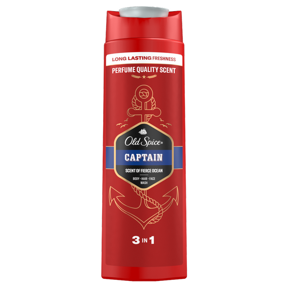 Old Spice Captain Herren-Duschgel und Shampoo, 400 ml. Langanhaltende Frische