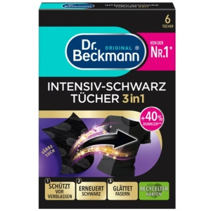 Dr. Beckmann Chusteczki 3w1 Czerń do Prania Przywracające Kolor 6szt