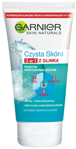 Garnier Czysta Skóra 3 w 1 Żel myjący + peeling + maseczka 150 ml