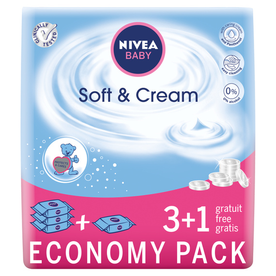 NIVEA Baby Soft & Cream Chusteczki 4 x 63 sztuki