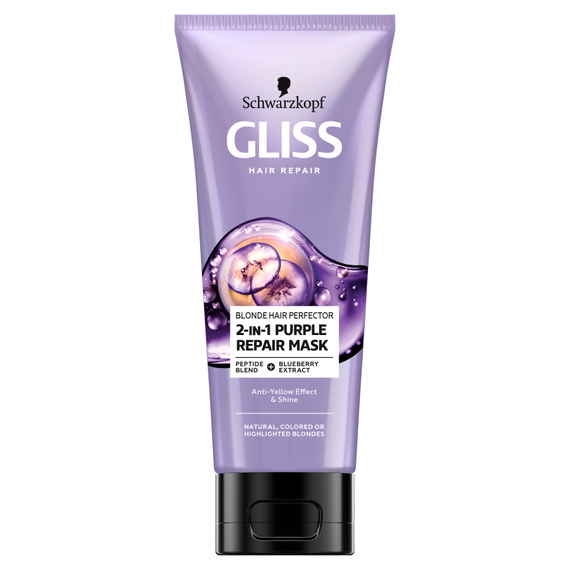 Gliss Blonde Hair Perfector 2-in-1 Lila Reparaturmaske 200 ml