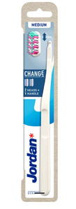 JORDAN CHANGE MEDIUM TOOTHBRUSH WITH REPLACEMENT HEADS 2pcs