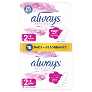 Always Ultra Sensitive Super Plus (rozmiar 2) Podpaski ze skrzydełkami, 16