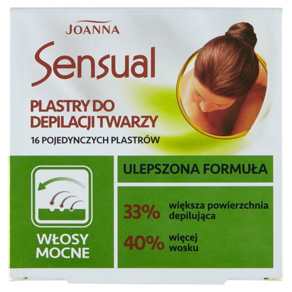 Joanna Sensual Plastry do depilacji twarzy włosy mocne 16 sztuk i Tubka z oliwką łagodzącą 10 ml