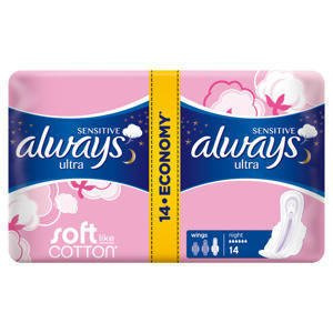 Always Platinum Pads with wings Secure Night, 14 pieces