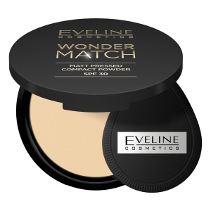 Eveline Cosmetics Wonder Match Matte gepresster Puder mit LSF 30-Schutzfilter, Nr. 02 mittelbeige