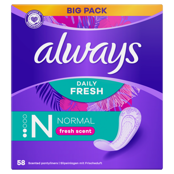 Always Daily Fresh Normal, Fresh Scent, 58X