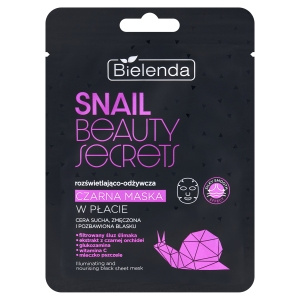 Bielenda Snail Beauty Secrets Rozświetlająco-odżywcza czarna maska w płacie 