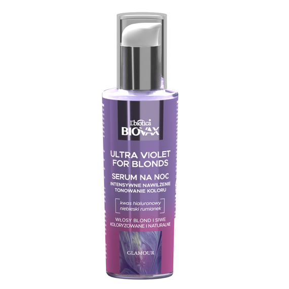 Biovax Ultra Violet Intensiv feuchtigkeitsspendendes Nachtserum für blondes und graues Haar 100 ml