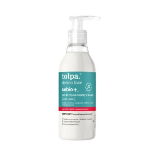 tołpa dermo face sebio+. żel do mycia twarzy 2 kwasy: AHA + LHA, 195 ml