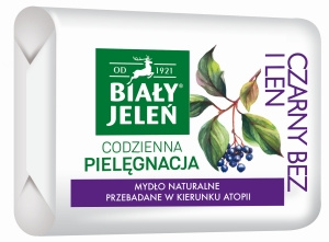 Biały Jeleń Naturseife, schwarzer Holunder und Leinen, 100 g