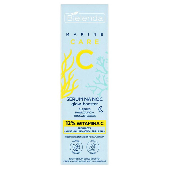 Bielenda C Marine Care Serum Glow Booster spendet tiefenwirksam Feuchtigkeit und erhellt die Nacht, 30 ml