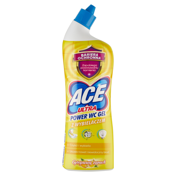 Ace Ultra Power WC Gel Bleich- und Waschmittel mit Zitronenduft, 750 ml