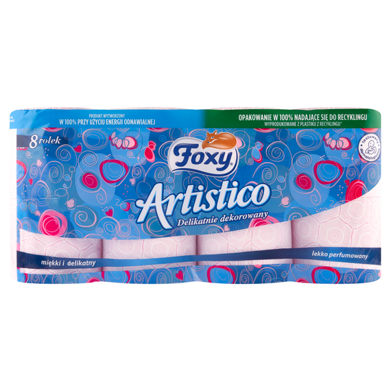 Foxy Artistico Toilet paper delicately decorated pink 8 rolls