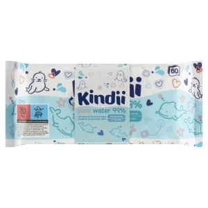 Kindii Pure Water Feuchte Tücher 99% Wasser 4x60 Stück ( 3 + 1 gratis )