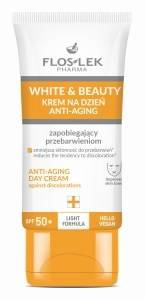 WHITE & BEAUTY Krem na dzień Anti-Aging zapobiegający przebarwieniom SPF 50+ - Floslek