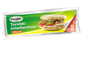 Grosik Frühstücksbeutel mit Clips, 100 Stück