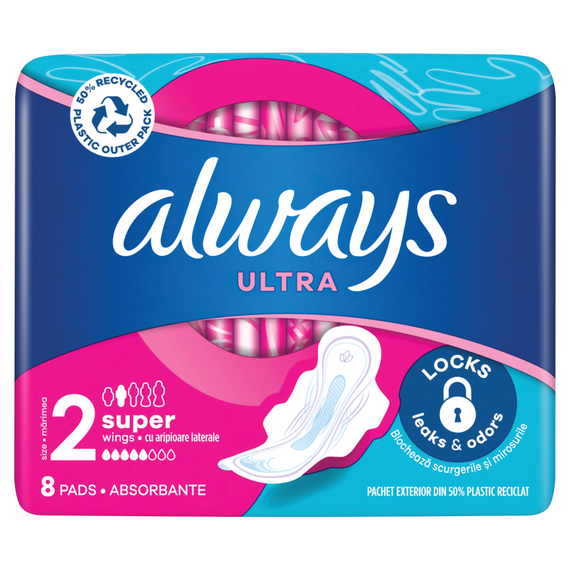 Always Ultra Super (R2) mit Flügeln Damenbinden 8 Stück