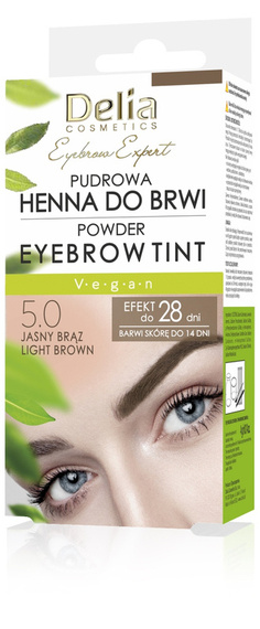 DELIA  pudrowa henna do brwi Eyebrow Expert  5.0 Jasny Braz 4g,  