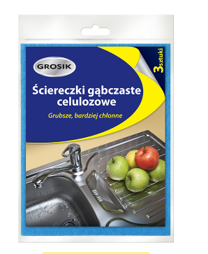 Grosik Ściereczki gąbczaste celulozowe 3 sztuki