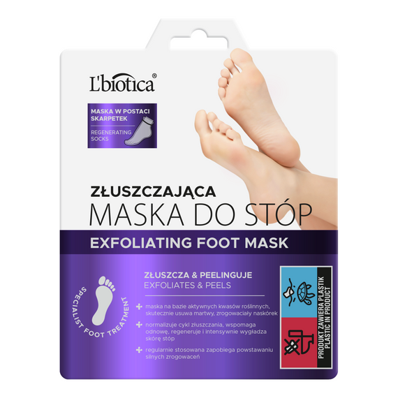 L'biotica Peeling-Fußmaske in Form von getränkten Socken, 1 Paar