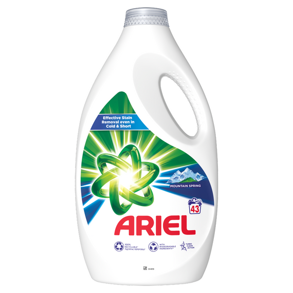 Ariel Liquid Laundry Detergent, 43 Washes, Mountain Spring Clean & Fresh