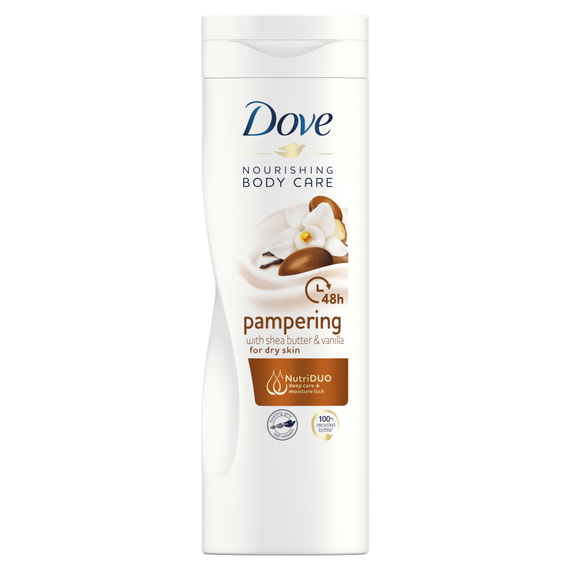 Dove Nourishing Body Care Verwöhnende Körperlotion mit Sheabutter und Vanille, 400 ml