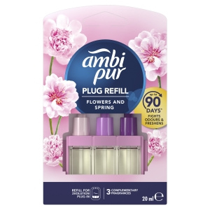 Ambi Pur mit einer Nachfüllung für den elektrischen Lufterfrischer Ambi Pur Flowers & Spring, 20 ml