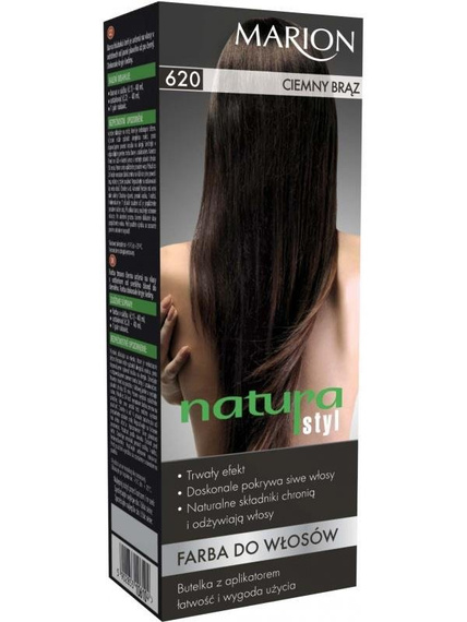 Marion Natura Styl farba do włosów 620 Ciemny Brąz 80ml + odżywka 10ml