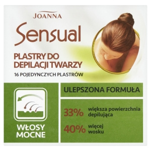 Joanna Sensual Strips zur Gesichtshaarentfernung, kräftiges Haar, 16 Stück und eine Tube beruhigendes Olivenöl 10 ml