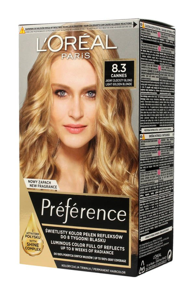 L'Oréal Paris Préférence Hair Dye Light Golden Blonde 8.3 Cannes
