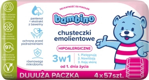 BAMBINO 3w1 Chusteczki emolientowe hipoalergiczne dla niemowląt dzieci 57x4