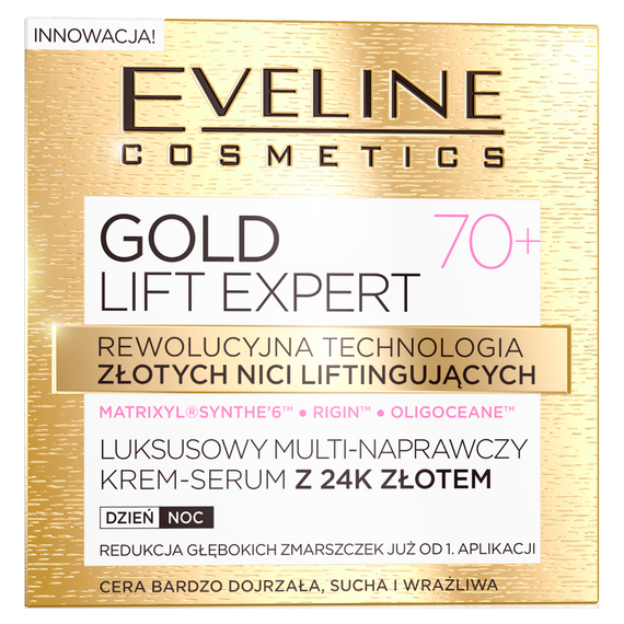 Eveline cosmetics Gold Lift Expert Luxurious multi-repair cream-serum with 24 gold, 70+