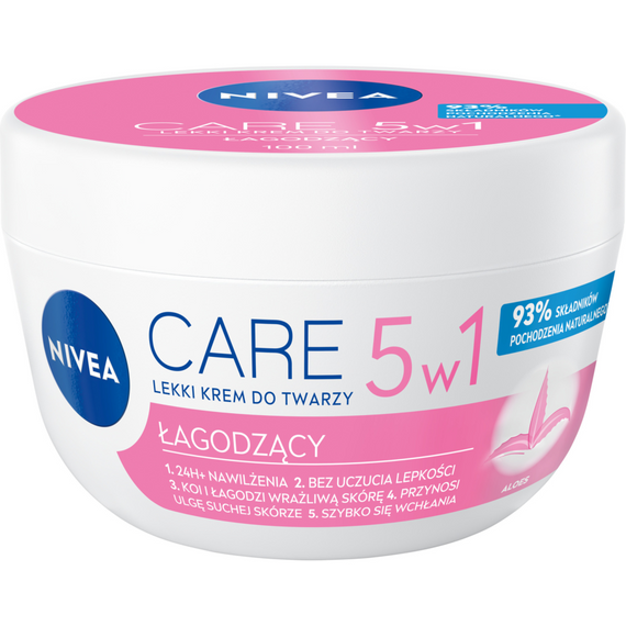 Nivea Care 5in1 Beruhigende leichte Gesichtscreme für trockene und empfindliche Haut 100 ml