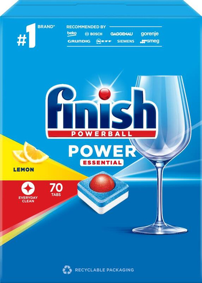 Finish Power Essential Lemon Dishwasher Detergent Tablets 910g (70 pcs)