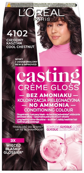 L'Oreal Paris Casting Crème Gloss farba do włosów 4102 Chłodny Kasztan