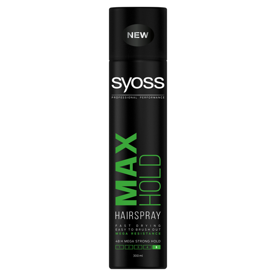 Syoss Max Hold Haarspray beständig gegen äußere Einflüsse, megastark, 300 ml