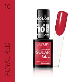 Revers Lakier do paznokci SOLAR GEL 10 ROYAL RED efekt hybrydy 12 ml