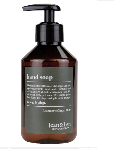 Jean&Len Mydło w płynie bez parabenów wegańskie Rozmaryn i Imbir 250 ml z Niemiec