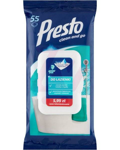 Ściereczki Presto clean and go do łazienki 55 szt